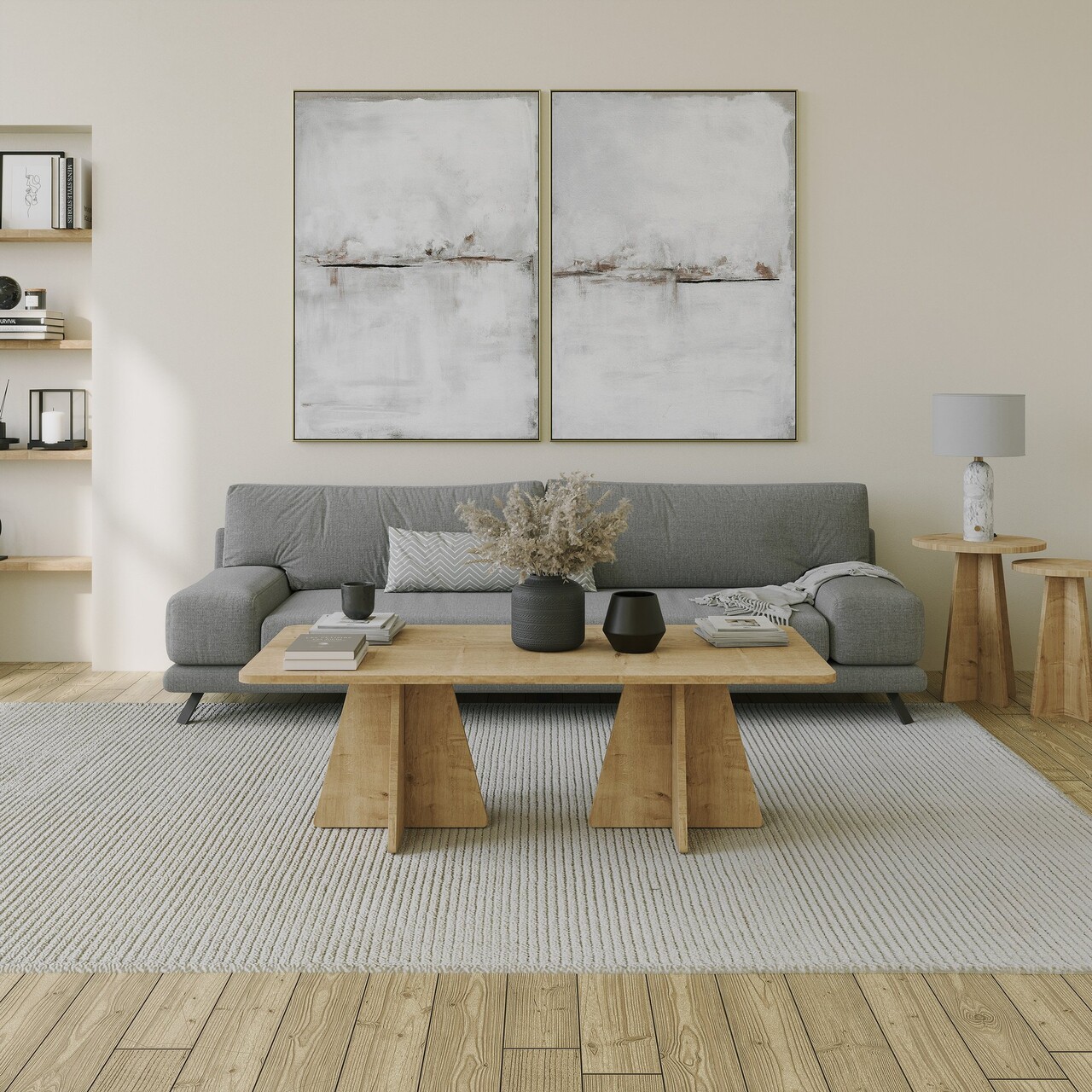 Masuta de cafea, Hanah Home, Mushroom 2, 120x40x60 cm, Maro - imagine 7